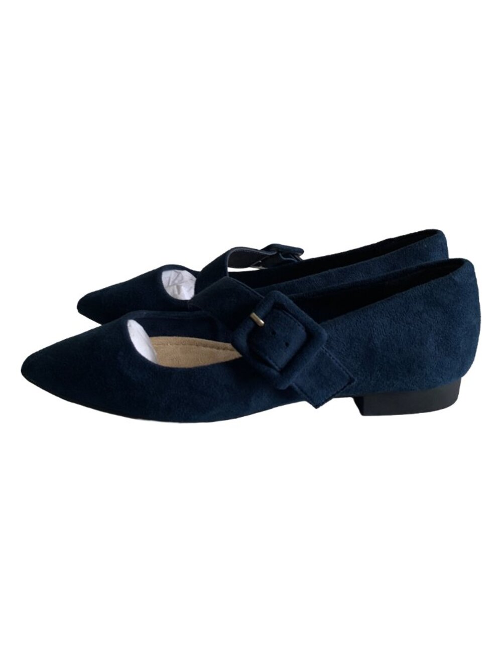BELLA VITA Navy Blue Faux Suede Virginia II Mary Jane Pointed Toe Flats Sz 5.5 - Picture 7 of 11